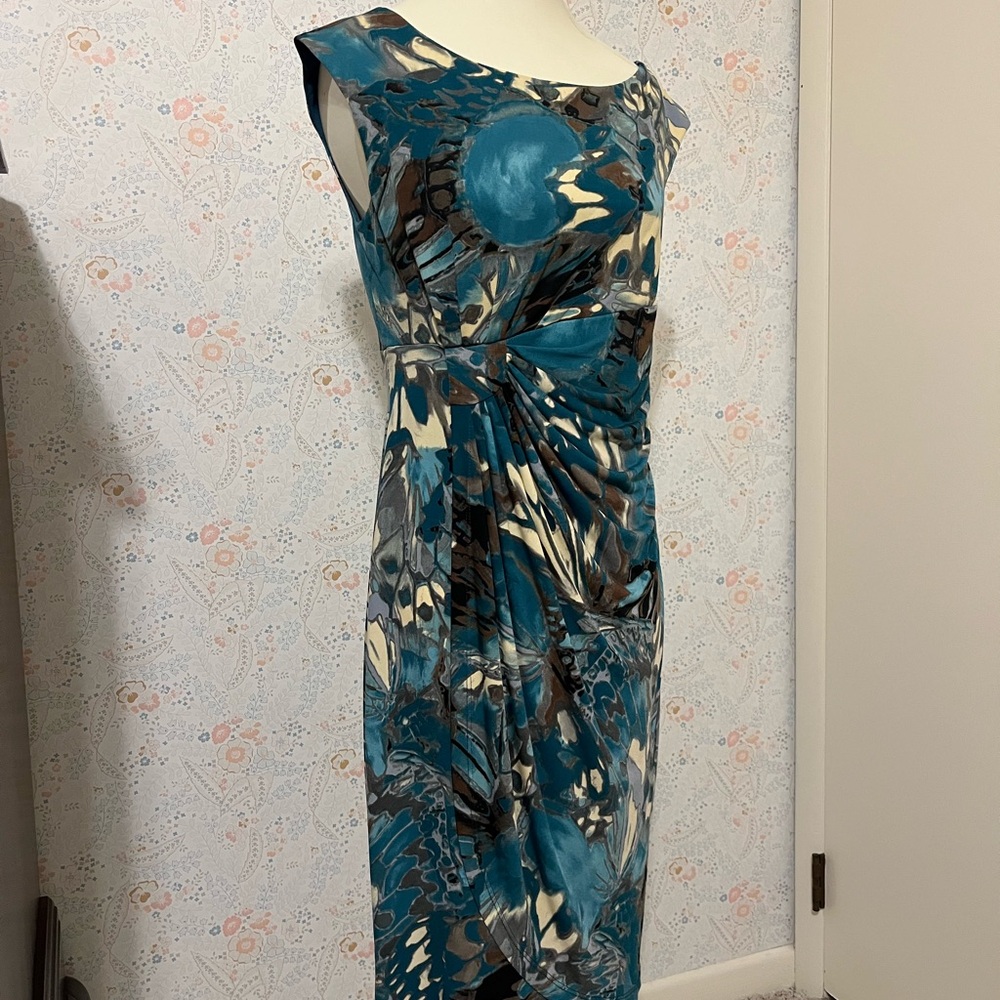 Teal and Brown Patterned Dress
